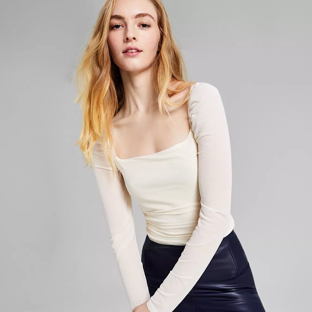 And Now This Puff Sleeve Ruched Bodysuit NWT